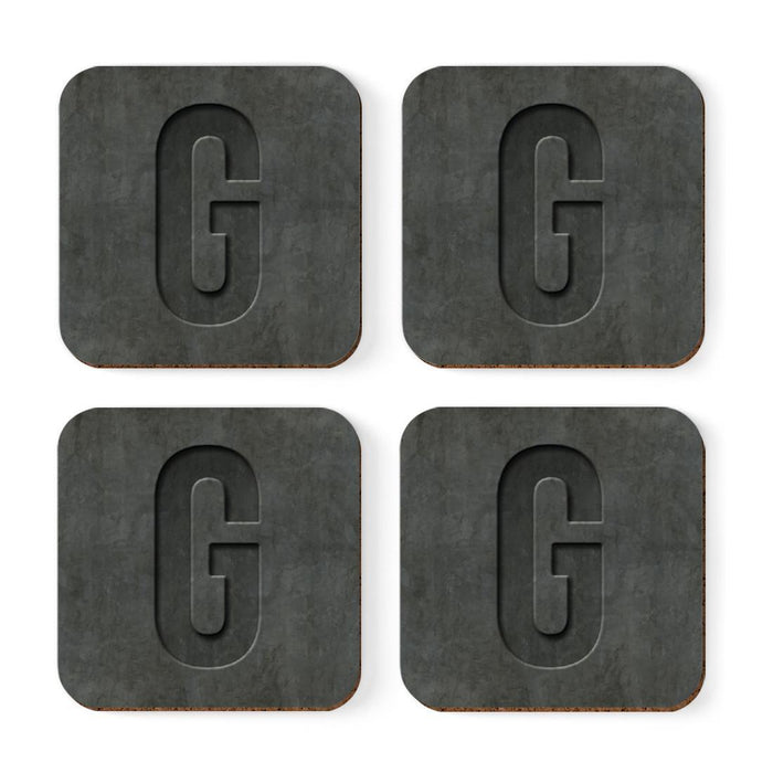 Square Coffee Drink Monogram Coasters Gift Set, Faux Concrete-Set of 4-Andaz Press-G-