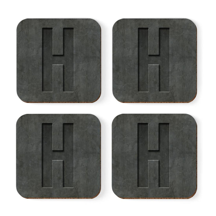 Square Coffee Drink Monogram Coasters Gift Set, Faux Concrete-Set of 4-Andaz Press-H-