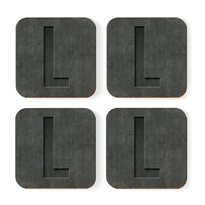 Square Coffee Drink Monogram Coasters Gift Set, Faux Concrete-Set of 4-Andaz Press-L-