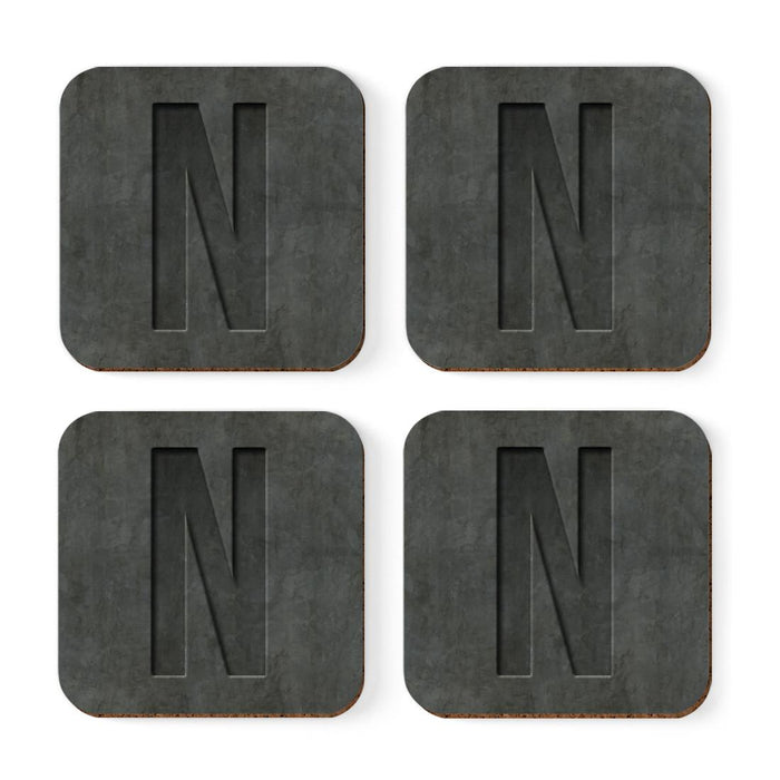 Square Coffee Drink Monogram Coasters Gift Set, Faux Concrete-Set of 4-Andaz Press-N-