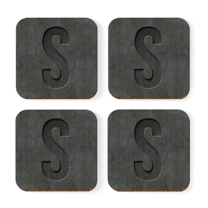 Square Coffee Drink Monogram Coasters Gift Set, Faux Concrete-Set of 4-Andaz Press-S-