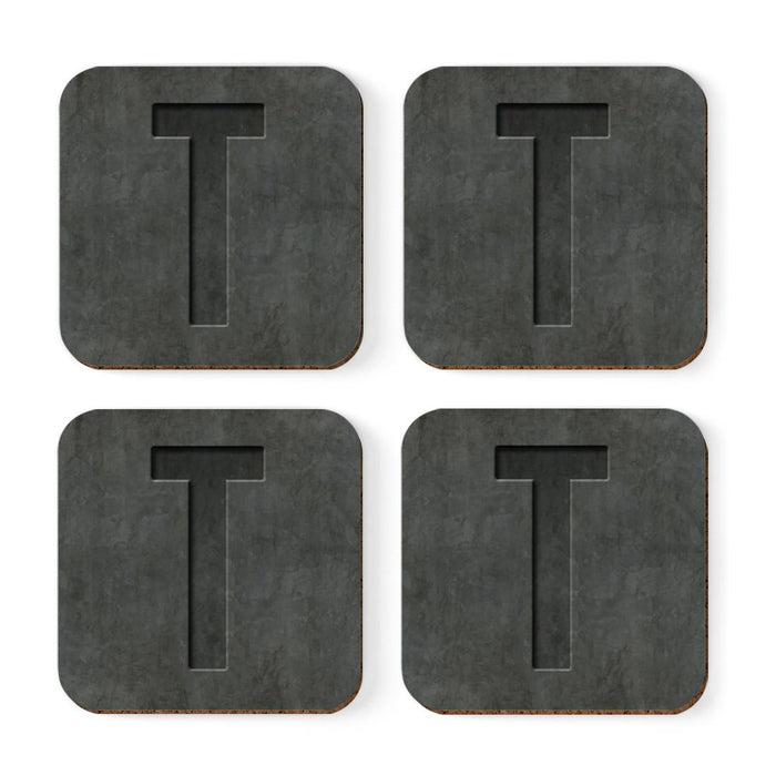 Square Coffee Drink Monogram Coasters Gift Set, Faux Concrete-Set of 4-Andaz Press-T-
