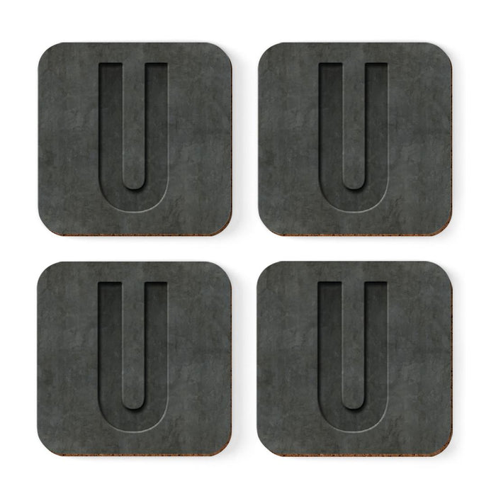 Square Coffee Drink Monogram Coasters Gift Set, Faux Concrete-Set of 4-Andaz Press-U-