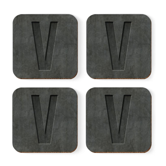 Square Coffee Drink Monogram Coasters Gift Set, Faux Concrete-Set of 4-Andaz Press-V-