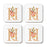 Square Coffee Drink Monogram Coasters Gift Set, Faux Gold Pink Floral-Set of 4-Andaz Press-A-