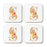 Square Coffee Drink Monogram Coasters Gift Set, Faux Gold Pink Floral-Set of 4-Andaz Press-A-
