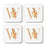 Square Coffee Drink Monogram Coasters Gift Set, Faux Gold Pink Floral-Set of 4-Andaz Press-A-