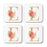 Square Coffee Drink Monogram Coasters Gift Set, Faux Gold Pink Floral-Set of 4-Andaz Press-A-