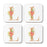 Square Coffee Drink Monogram Coasters Gift Set, Faux Gold Pink Floral-Set of 4-Andaz Press-L-