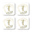 Square Coffee Drink Monogram Coasters Gift Set, Greenery Gold Geometric Frame-Set of 4-Andaz Press-A-
