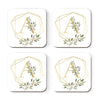 Square Coffee Drink Monogram Coasters Gift Set, Greenery Gold Geometric Frame-Set of 4-Andaz Press-A-