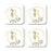 Square Coffee Drink Monogram Coasters Gift Set, Greenery Gold Geometric Frame-Set of 4-Andaz Press-R-