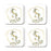 Square Coffee Drink Monogram Coasters Gift Set, Greenery Gold Geometric Frame-Set of 4-Andaz Press-S-