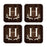 Square Coffee Drink Monogram Coasters Gift Set, Rustic Wood Deer Antler-Set of 4-Andaz Press-A-