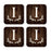 Square Coffee Drink Monogram Coasters Gift Set, Rustic Wood Deer Antler-Set of 4-Andaz Press-A-