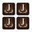 Square Coffee Drink Monogram Coasters Gift Set, Rustic Wood Deer Antler-Set of 4-Andaz Press-A-