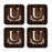 Square Coffee Drink Monogram Coasters Gift Set, Rustic Wood Deer Antler-Set of 4-Andaz Press-A-
