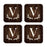 Square Coffee Drink Monogram Coasters Gift Set, Rustic Wood Deer Antler-Set of 4-Andaz Press-A-