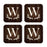 Square Coffee Drink Monogram Coasters Gift Set, Rustic Wood Deer Antler-Set of 4-Andaz Press-A-