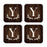 Square Coffee Drink Monogram Coasters Gift Set, Rustic Wood Deer Antler-Set of 4-Andaz Press-A-