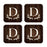 Square Coffee Drink Monogram Coasters Gift Set, Rustic Wood Deer Antler-Set of 4-Andaz Press-A-