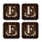 Square Coffee Drink Monogram Coasters Gift Set, Rustic Wood Deer Antler-Set of 4-Andaz Press-F-