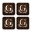 Square Coffee Drink Monogram Coasters Gift Set, Rustic Wood Deer Antler-Set of 4-Andaz Press-G-