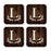 Square Coffee Drink Monogram Coasters Gift Set, Rustic Wood Deer Antler-Set of 4-Andaz Press-L-