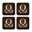 Square Coffee Drink Monogram Coasters Gift Set, Rustic Wood Deer Antler-Set of 4-Andaz Press-Q-