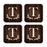 Square Coffee Drink Monogram Coasters Gift Set, Rustic Wood Deer Antler-Set of 4-Andaz Press-T-