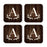 Square Coffee Drink Monogram Coasters Gift Set, Rustic Wood Deer Antler-Set of 4-Andaz Press-A-