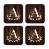 Square Coffee Drink Monogram Coasters Gift Set, Rustic Wood Deer Antler-Set of 4-Andaz Press-A-