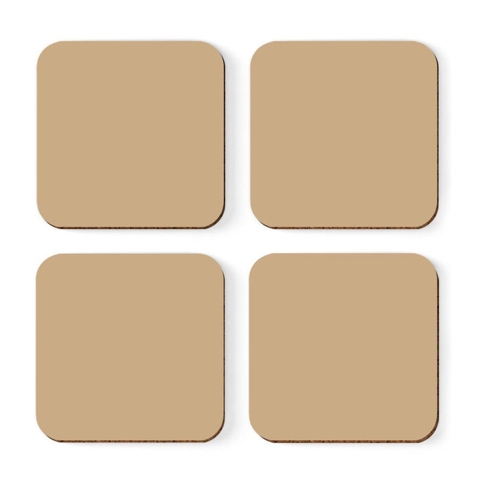 Square Coffee Drink Solid Color Coasters Gift Set-Set of 4-Andaz Press-White-
