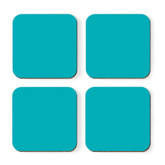 Square Coffee Drink Solid Color Coasters Gift Set-Set of 4-Andaz Press-Aqua Turquoise-