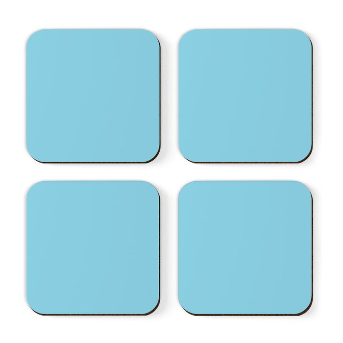 Square Coffee Drink Solid Color Coasters Gift Set-Set of 4-Andaz Press-Baby Blue-