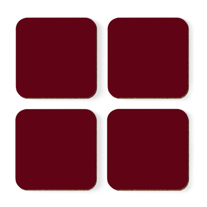 Square Coffee Drink Solid Color Coasters Gift Set-Set of 4-Andaz Press-Burgundy Maroon-