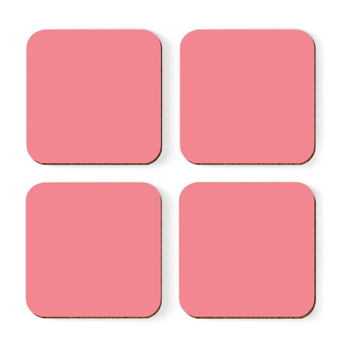 Square Coffee Drink Solid Color Coasters Gift Set-Set of 4-Andaz Press-Coral-