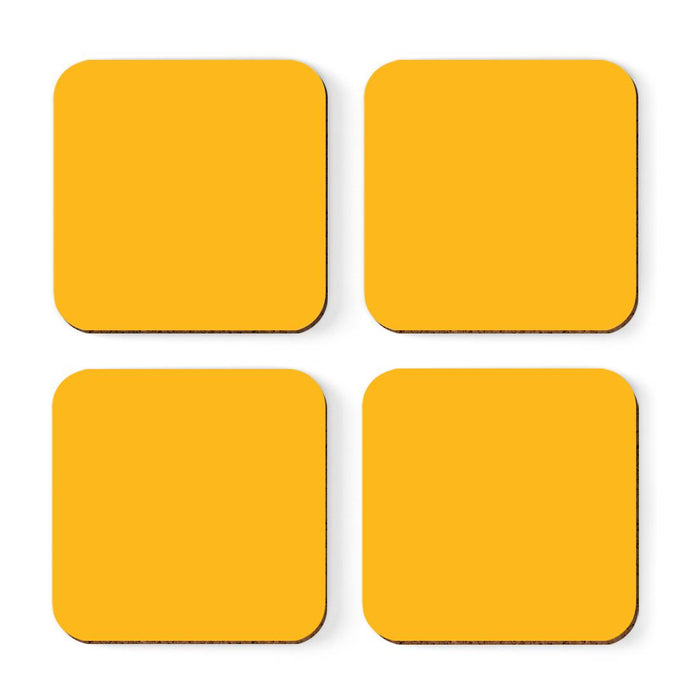 Square Coffee Drink Solid Color Coasters Gift Set-Set of 4-Andaz Press-Deep Yellow-