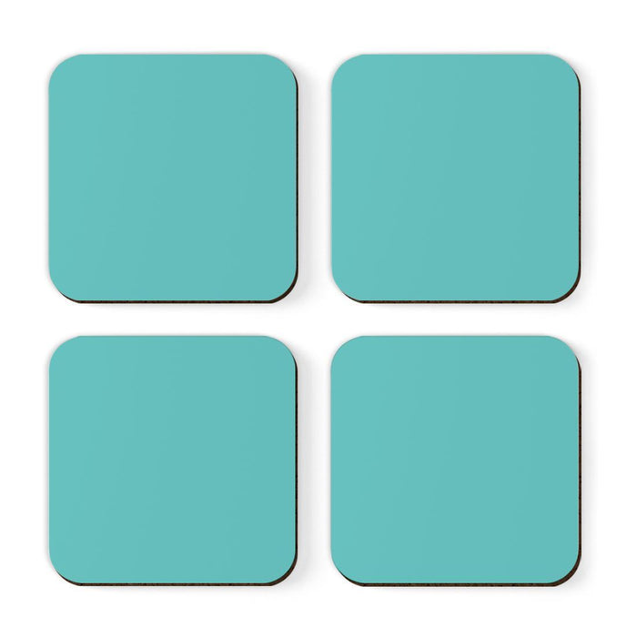 Square Coffee Drink Solid Color Coasters Gift Set-Set of 4-Andaz Press-Diamond Blue-