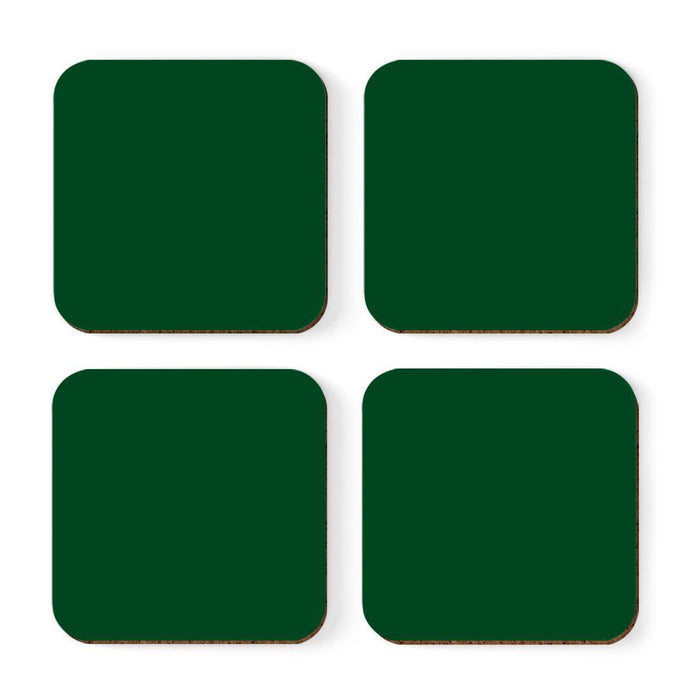 Square Coffee Drink Solid Color Coasters Gift Set-Set of 4-Andaz Press-Forest Green-