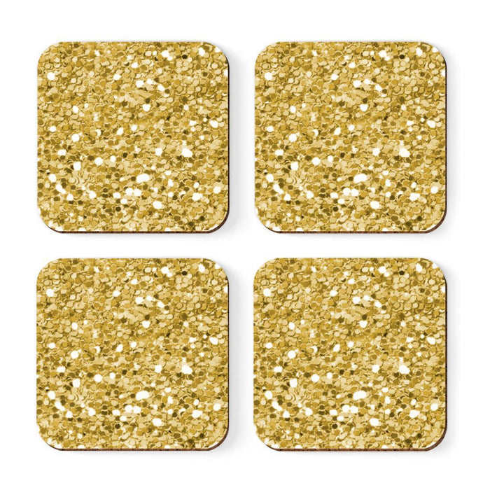 Square Coffee Drink Solid Color Coasters Gift Set-Set of 4-Andaz Press-Gold-