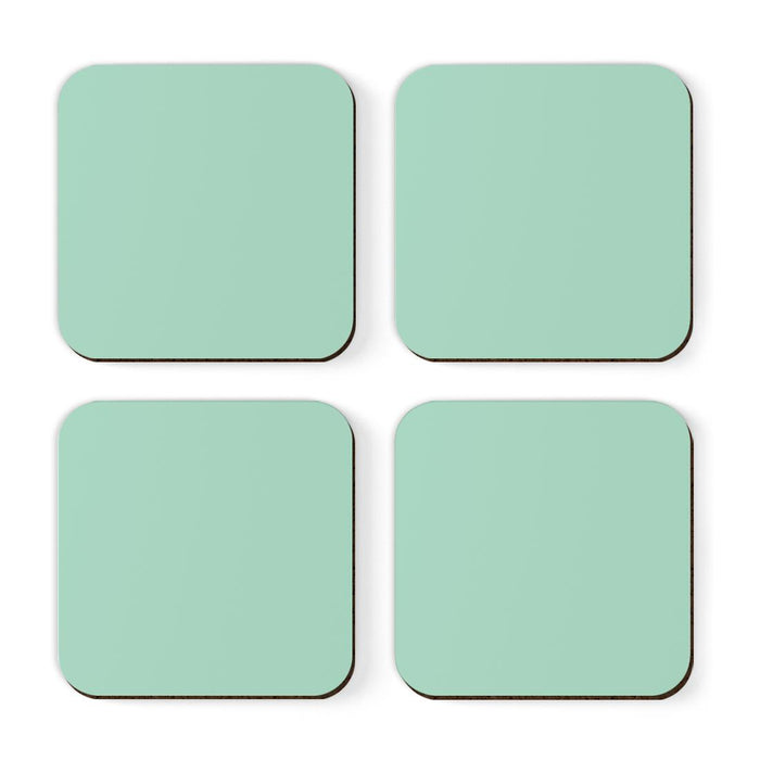 Square Coffee Drink Solid Color Coasters Gift Set-Set of 4-Andaz Press-Mint Green-