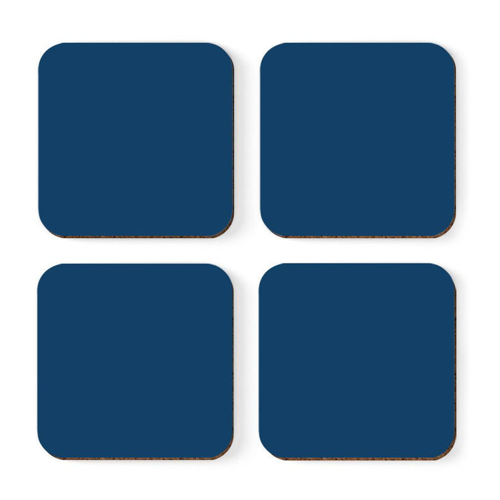 Square Coffee Drink Solid Color Coasters Gift Set-Set of 4-Andaz Press-Navy Blue-