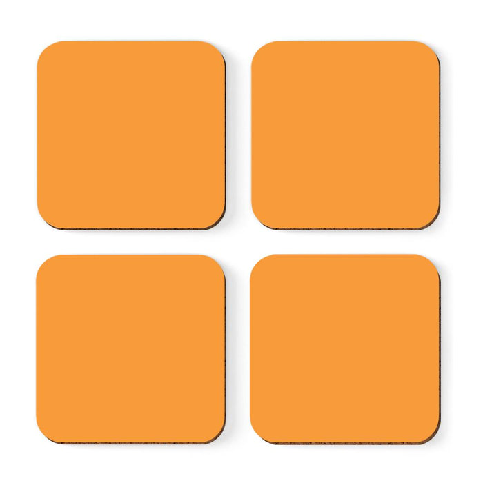 Square Coffee Drink Solid Color Coasters Gift Set-Set of 4-Andaz Press-Orange-