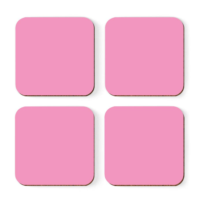 Square Coffee Drink Solid Color Coasters Gift Set-Set of 4-Andaz Press-Pink-