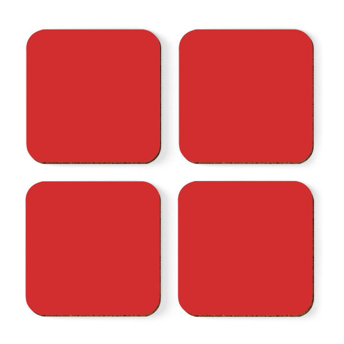 Square Coffee Drink Solid Color Coasters Gift Set-Set of 4-Andaz Press-Red-