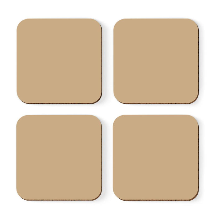 Square Coffee Drink Solid Color Coasters Gift Set-Set of 4-Andaz Press-Tan-