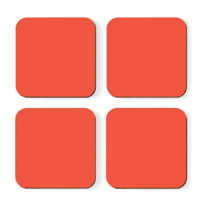 Square Coffee Drink Solid Color Coasters Gift Set-Set of 4-Andaz Press-Tangerine Burnt Orange-