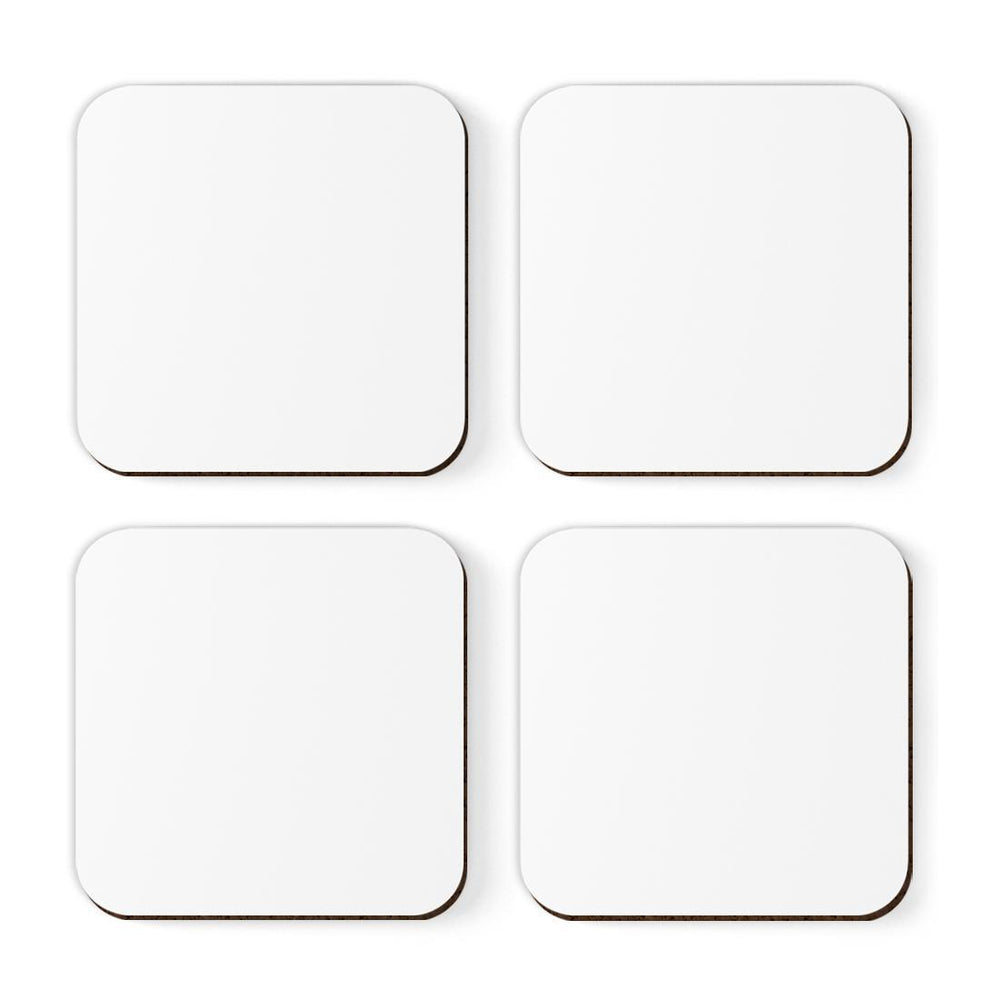 Square Coffee Drink Solid Color Coasters Gift Set-Set of 4-Andaz Press-White-