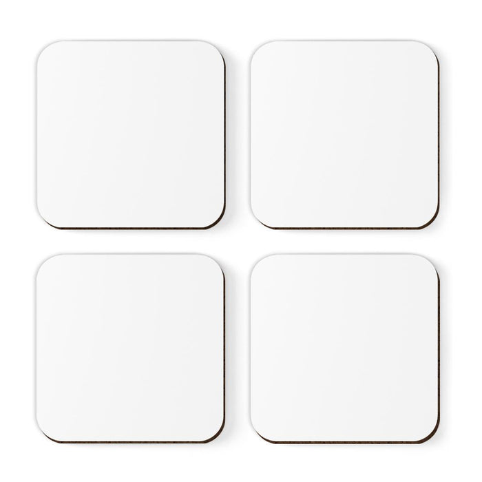 Square Coffee Drink Solid Color Coasters Gift Set-Set of 4-Andaz Press-White-